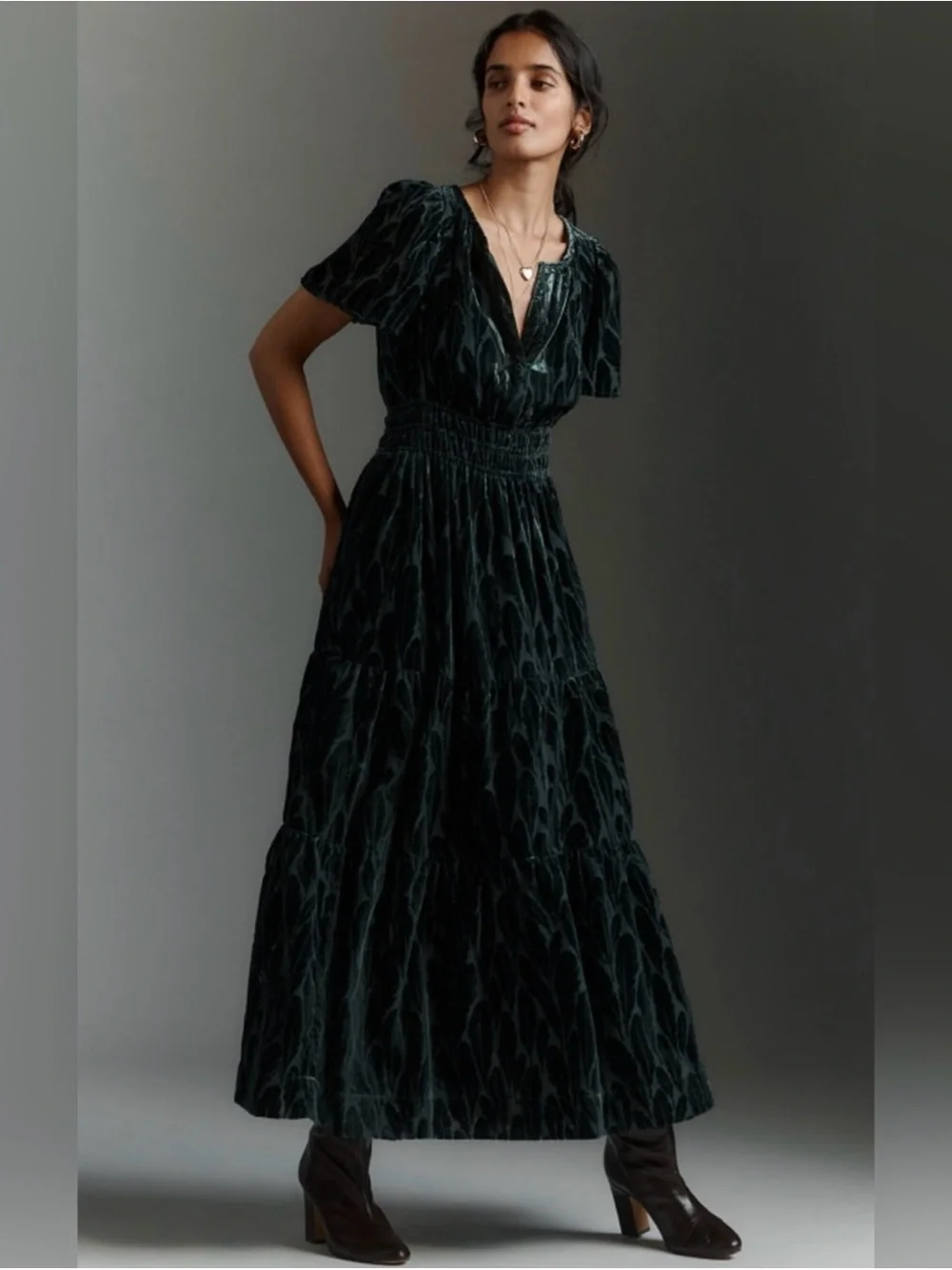 eid dress for ladies Women Party Abaya V Neck Button Abayas Arab Dubai Jalabi fourthofjuly25 Casual Navy Blue Dress Size:US 12 / UK 16 / EU 42 (L)